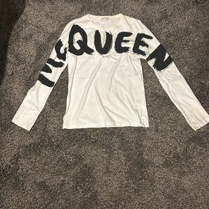 Alexander McQueen white and black long sleeve tee shirt